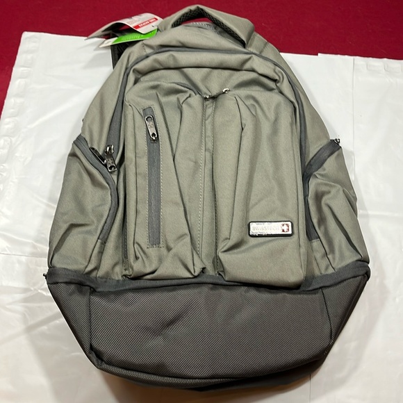 Swisstech GRAY TOBEL multi pockets Backpack bottom shoe pocket heavy duty strong - Picture 2 of 14